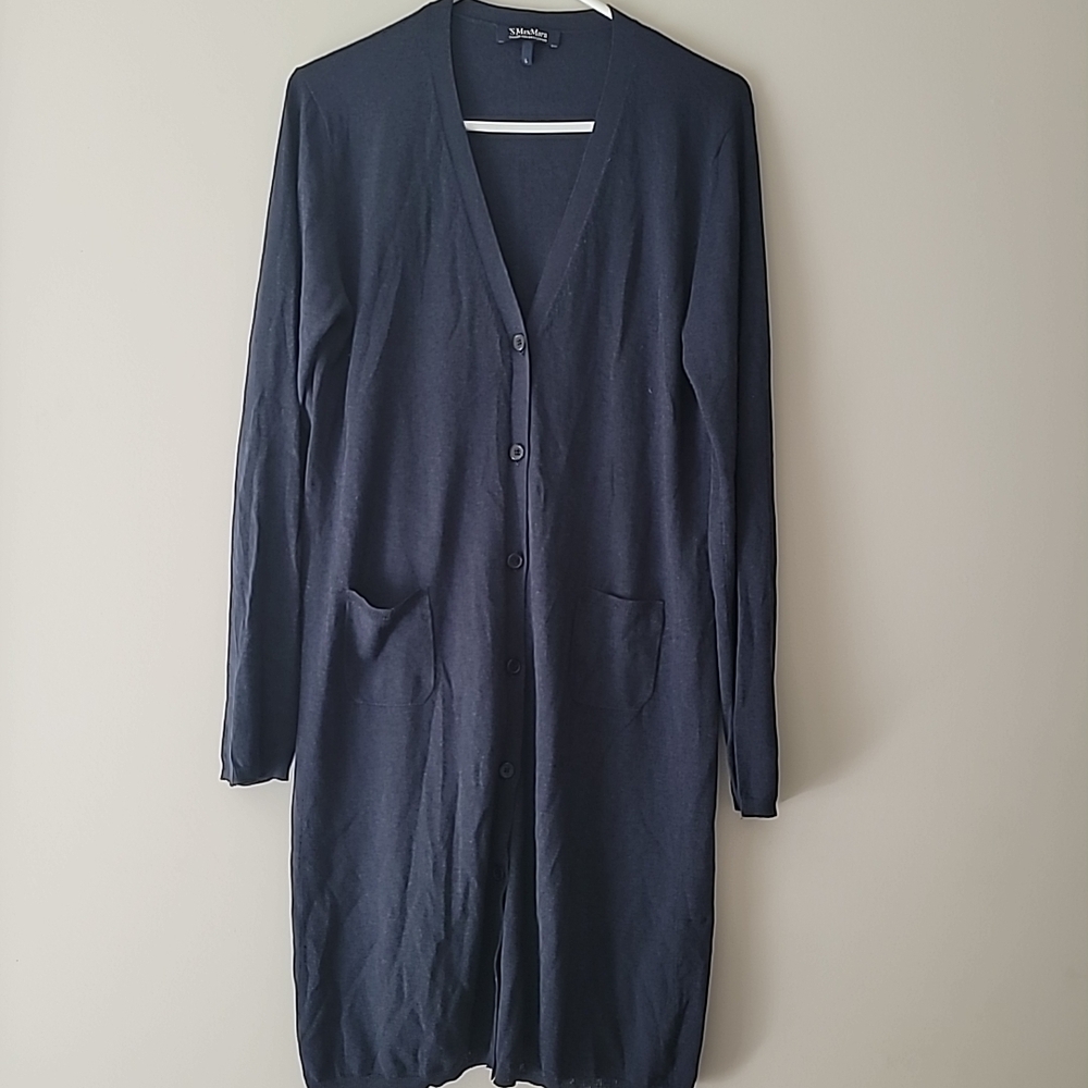 S MaxMara Navy Blue Long Cardigan Size L